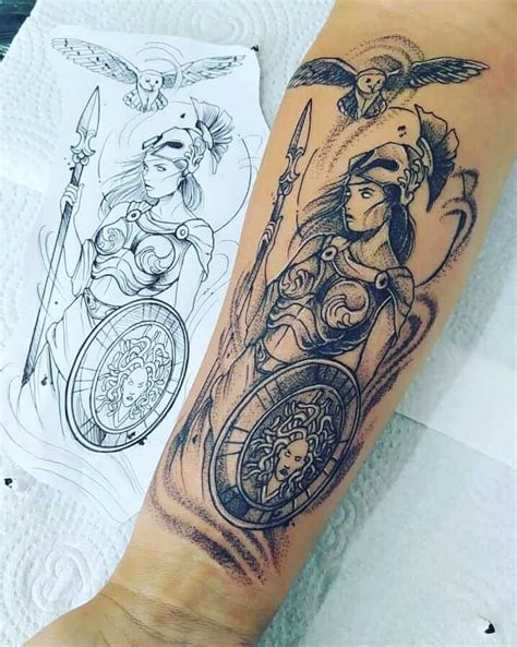 tatuajes de la diosa atenea|Tatuajes de Atenea, la diosa de la sabiduría